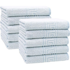 ZOLLNER Set of 10 Hand Towels, Approx. 50 x 100 cm, Cotton Mix, 340 g/m², Blue