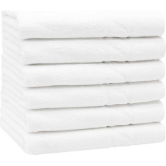 ZOLLNER Set of 6 Hand Towels with Cable Knit, Cotton, Approx. 50 x 100 cm, White