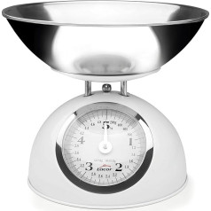 Lacor Retro Kitchen Scale with Stainless Bow, Steel, White, 30 x 30 x 30 cm