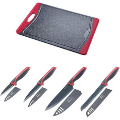 Westmark 145222E6 5-Piece Chopping Board and 4 Knives, Chopping Board 37 x 25.5 cm, Chef's Knife/Bread Knife Blade: 20 cm Each, Utility Knife Blade 12 cm, Paring Knife Blade 8 cm