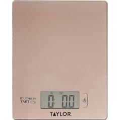 Taylor Digital Kitchen Scales with Touchless Tare Function in Gift Box - High Precision Plastic Rose Gold - 16cm x 20cm