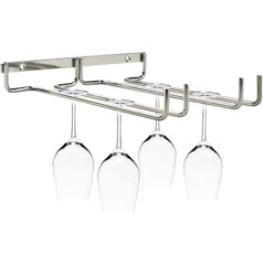 Wifehelper Wine Bowl Rack, Double Row Iron Chrome Wine Glasses Holder Under Cabinet Shelf Wall Stemware Rack for Home Bar (#1)