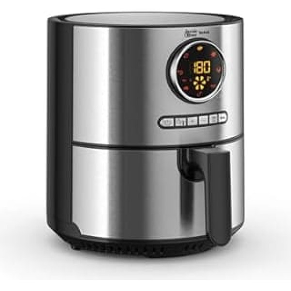 Jamie Oliver by Tefal Ultra Fry Hot Air Fryer, 1630 W, XL Capacity (4.2 L), Temperature Setting from 80 °C to 200 °C, Touch Display, 8 Auto Programmes, Stainless Steel, EY11JD10