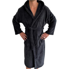 HOMELEVEL Unisex Bathrobe, Dressing Gown - Cuddly Soft Travel Bathrobe Sauna Gown - Microfibre Coat with Hood for Men and Women - Various Sizes