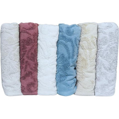 ASTREA TEXTILES Hand Towels, Bath Towels, 100% Cotton, 50 x 90 cm, High Quality, Lightweight and Highly Absorbent for Bathroom (Pack of 6) (Gulru, 50 x 90 cm)