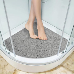 Corner Shower Mat, Non-Slip Anti-Mould Bath Mat, 80 x 80 cm, Loofah Shower Mats for Indoor Shower, Quick Drying Bath Mat for Bathroom Floor, Elderly People (Grey)