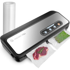 Aobosi Vacuum Sealer 90Kpa 8-IN-1 for Dry/Wet Food, Includes Cutter and Bag Storage, Bag Roll & 5 Precut Bags, Vacuum Hose for Canister