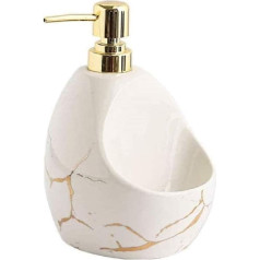 Peakpet Ceramic Liquid Soap Dispenser with Sponge Holder / Soap Holder Gold Marble Look Soap Dispenser Refillable Shampoo Washing Up Liquid Dispenser Pump Soap Dispenser for Hotel Bathroom Kitchen