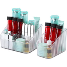 OSteed Clear Makeup Organizer Makeup Brush Holder 8 Cups for Dressing Table Bathroom Countertop Dresser Organizer Cosmetic Display Skin Care Cups Perfume Stand