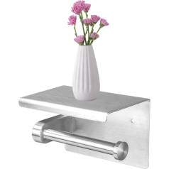 Brushed Nickel Toilet Roll Holder with Shelf Silver Toilet Roll Holder for Bathroom Wall Mounted Accessories TP Holder Stainless Steel Material