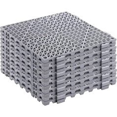 6 Pieces Interlocking Cushion 29.5cm x 29.5cm Modular Rubber Shower Mat with Holes Non-Slip Splicing Mat for Pool Shower Bathroom Kitchen Patio Balcony Yard Pet Area
