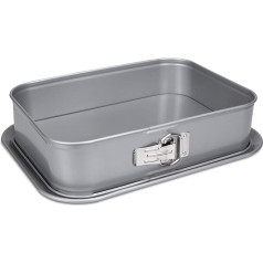 Städter We Love Baking Silver Rectangular Springform Cake Tin 33 x 23 cm Height 7 cm Metal with Non-Stick Coating Capacity 4700 ml Silver