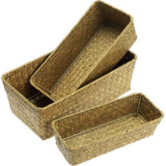 Sumnacon Set of 3 Seagrass Storage Baskets Woven Seagrass