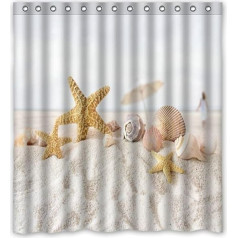 Violetpos Star Fish Sea Shell Beach Shower Curtain Bathroom Decorative 120 x 180 cm