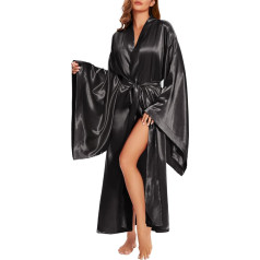 MAYILNSIN Women's Kimono Bathrobe Long Silk Bathrobe Wedding Party Bathrobe Satin Sleepwear Loungewear Plus Size