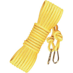 Adjustable Portable Travel Clothesline Multipurpose Rope Washing Line Clothes Drying Rope with 2 Steel Hook Clips for Hanging Clothes, Goods and Outdoor Furniture (Yellow, 8mm-10m)