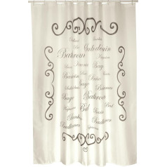 MSV Cotexsa by Premium Anti-Mould Textile Shower Curtain - Anti-Bacterial, Washable, 100% Waterproof with 12 Shower Curtain Rings - Polyester, 