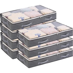 Yopih Pack of 7 Underbed Storage Bags 75L Foldable Clothes Bag Large Capacity Storage Container with Transparent Windows Reinforced Handles Organiser Fleece with Zip