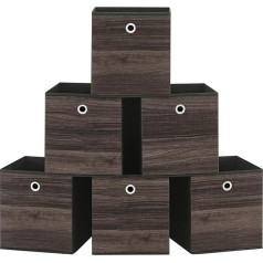 SONGMICS RFB126K01 Storage Cubes Storage Bin with Handle, Pack of 6, Oxford Fabric and Non-Woven Fabric Boxes, 26 x 26 x 28 cm, Fit Cube Storage Unit, Foldable, Chestnut Brown