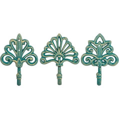 Sungmor Cast Iron Wall Mounted Coat Rack, 3 Pieces Decorative Wall Hanger, Towel Rack, Key Holder, Rustic Style, Wall Mounted Hooks for Coat, Hats, Towels, Bags
