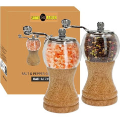 Classic Hand Shake Pepper Mill Gorgeous Salt Set 2-Piece 5 Inch EP Material Acrylic Ceramic Blades with Adjustable Coarse Mill Enjoy Your Best Freshly Ground Pepper Sea Salt
