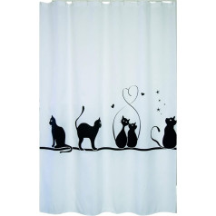 MSV Shower Curtain Cat of Polyester 180x200cm, Multi-Colour, 30 x 20 x 15 cm