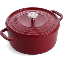 GreenPan Featherweights Healthy Ceramic Non-Stick Dutch Oven, 22 cm/3 Litres, Cast Iron Casserole Pot with Lid, PFAS-Free, Induction, Oven-Safe, Red