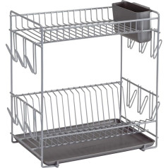 Sauvic Large Grey Plastic Coated Dish Rack, Metal 43 x 25 x 41.5 cm