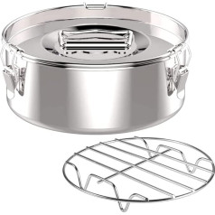 Wisyurt Flan Pan Shape Stainless Steel Oaster Moulds Flan Mould with Lid - Flan Maker for 6 Litre Pot