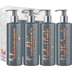 Print Maniacs Grey Mrs Hinch Inspired Personalised 500ml Pump Bottles Bathroom Set Shampoo Conditioner Shower Gel Bath Soak (Copper)
