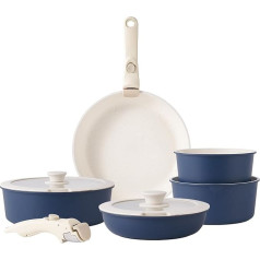 RIOVARM Induction Pots and Pans Set with Removable Handles, Non-Stick Granite Stackable Cookware Set with Silicone Lids, Space-Saving Pot & Pan Sets without PFOA, Frying Pan, Casseroles