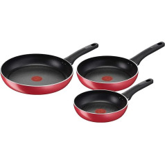 Lagostina 010254600003 Cucina Mediterranea Non-Stick Pan Set, Alloy Steel, Made of Aluminium, Plastic Steel, Black and Red