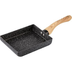 Japanese Style Square Omelet Pans with Maifan Stone Coated Surface Non-Stick Frying Pan Flat Bottom Pancake Egg Roll Steak Pot (18x13cm)