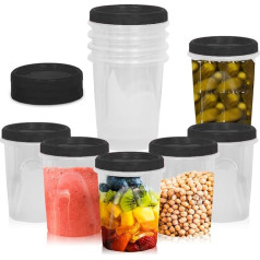 [Black - 900ml - Pack of 12] Airtight Deli Containers with Lids, Twist Lock Top, Leakproof and Portable, Pack of 12. Small et
