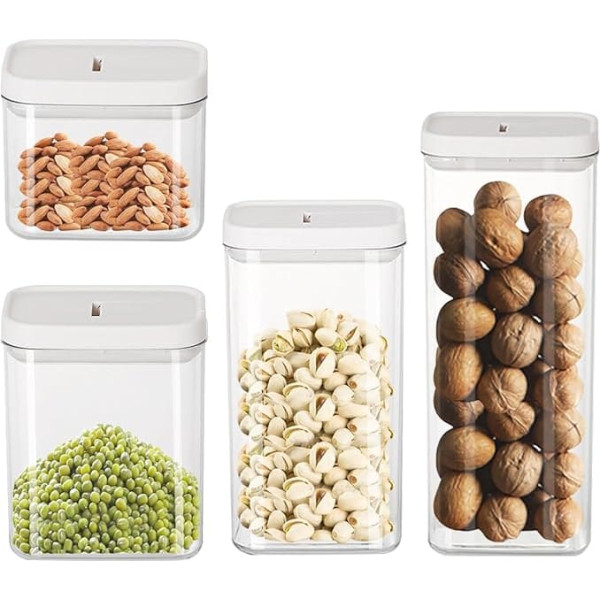 feyiubmen Lock Containers 4 Sealing and Stacking Make It Tight Storage Container Sets in Sizes 500 ml, 800 ml, 1200 ml and 1800 ml for Perfect Storage