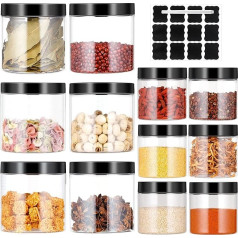 3.6 L Storage Jars Set, 12 Pieces Cereal Storage Containers & Food Storage Containers Made of Plastic, BPA-Free, Storage Box, Kitchen Airtight Containers Made of Plastic with Lid, Set of 16 Labels (6