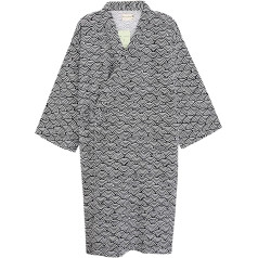Kimono Pyjamas Striped Pyjamas Men's Dressing Gown Cotton Leisure Suit V Neck Bathrobe Women's Sleepwear Waves Sleeping Skirt Japan Sleeping Robe Plain Sauna Gown Cute Bath Skirt Sauna Spa