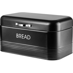 KADAX Bread Bin, Bread Box Made of Brushed Steel, 30 x 18 x 16 cm, Bread Container with Lid, for Longer Bread Freshness, Bread Storage Container (Black)