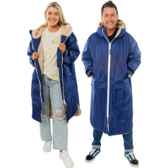 Wild & Free Luxury Dry Changing Robe - Men and Women - Sustainable Long Sleeve Windproof Waterproof Coat - Recycled Materials - Soft Sherpa Fleece Lined - Swimming Robe - Outdoor Activities