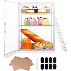 Wuciray Plastic Bread Bin Transparent Bread Storage with 50 Pieces Baking Paper Labels 3 Layers Adjustable Transparent Bread Container Bread Bin Transparent Bread Storage Box Plastic
