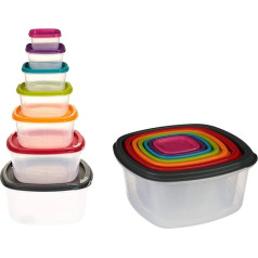 VITA PERFETTA 7 x Airtight Food Storage Containers with Lids - Square Food Storage Containers - for Fridge, Freezer, Cabinets, Microwave or Picnic (7 x Cans)