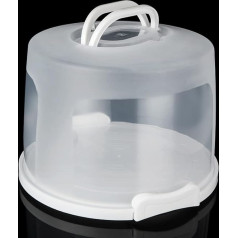 SENENQU 10 Inch Cake Box Plastic Airtight Cake Carrier with Handle and Lid, Tall Cake Storage Container, Portable Cake Holder for Cakes, Cookies, Cakes, Party, White