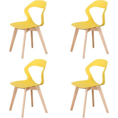 Grobkau Pack of 4 Nordic Fashion Simple Modern Plastic Backrest Chairs with Openwork Backrest for Living Room, Dining Room, Office, Meeting Room, Restaurant etc.