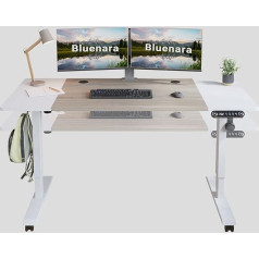 Bluenara Height Adjustable Electric Standing Desk with Memory Control and Anti-Collision Technology with Table Top 2-Way Telescopic Standing Desk 160 x 76 cm