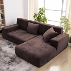 ‎Wiipara wiipara Thick Velvet Sofa Cover L Shape, Stretch Couch Cover Universal Sofa Cover, Super Soft Plush Sofa Cover, Luxury Couch Cover (L-Shape Corner Sofa Requires Two) - Sofa Cover 1 Seater, Brown