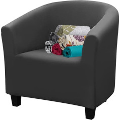 ‎Figooo FIGOOO Armchair Cover, Club Chair, Stretch Protective Cover for Cocktail Chair, 1 Piece, Armchair Protector, Removable, Washable Armchair Covers, Armchair Throw for Single Sofa, Grey