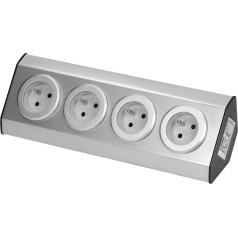 Uz Velcro stiprināmas mēbeļu kontaktligzdas, virtuve 4x2P+Z INOX,