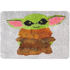 Latch Rug Kit, DIY Latch Hooks, Grogu Carpet Making Kit for Adults and Kids, Grogu Cross Stitch Kit, Carpet Making, Pillows, Handmade for Beginners, Home Decor, 50×38cm