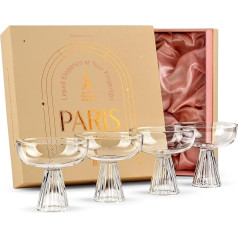 GLASSIQUE CADEAU Modern Paris Martini Coupe Cocktail Glasses | Set of 4 | 230 ml Cocktail Glasses for Champagne, Daiquiri, Espresso Martini, Cosmopolitan | Champagne Bowls Borosilicate Glass