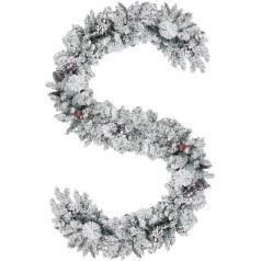 EDWINENE Christmas Garlands, 9 Foot Snow Christmas Garlands Decoration with Pine Cones and Red Berries for Fireplace, Stairs, Mantle, Door, Indoor and Outdoor Decoration